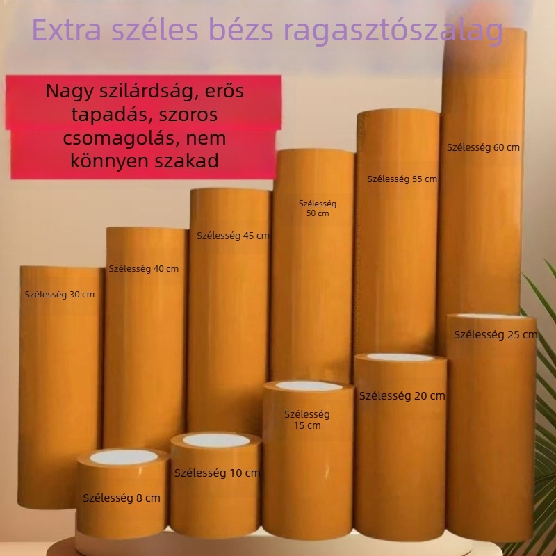 Sárga csomagoló tape, nagy tekercs, rendkívül széles, szélessége 32 cm és 42 cm