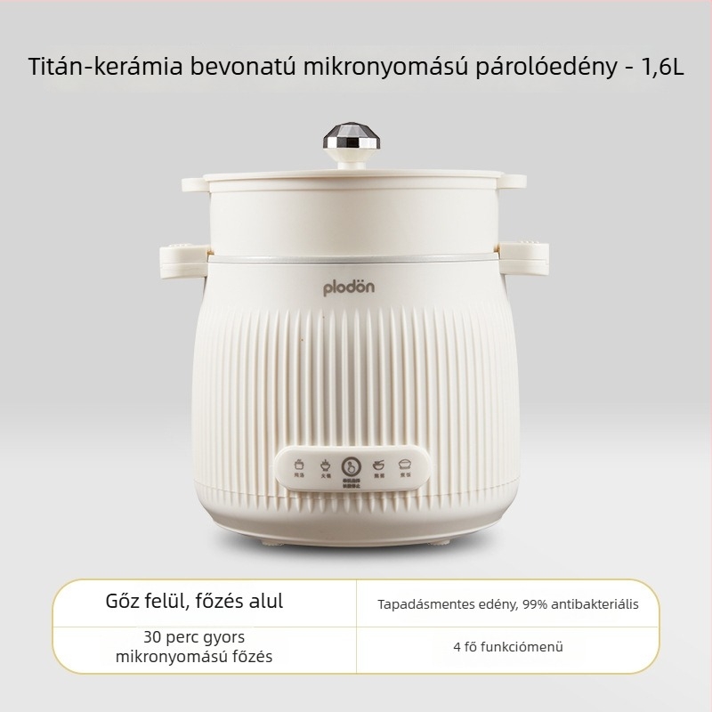 Puliton Baba Mikropresziós titán-kerámia elektromos főzőedény gőzöléshez és bébiételekhez, többfunkciós rizsfőző