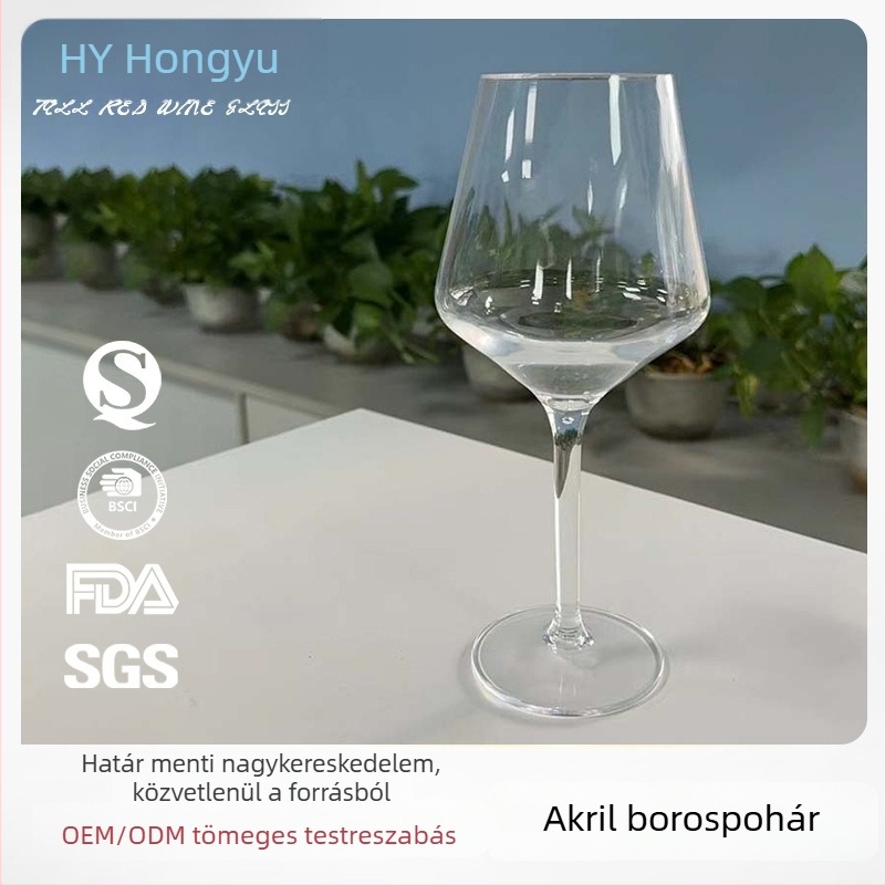 Átlátszó PMMA akril pohár, injekciós öntés, 500 ml, nagy testű, modern minimalista dizájn
