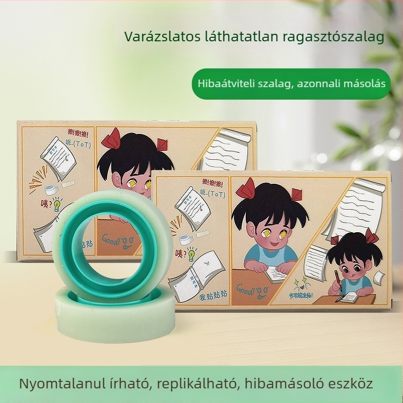 Kézzel téphető hibajavító ragasztószalag írási hibák kijavítására, átlátszó íráshoz és másoláshoz.