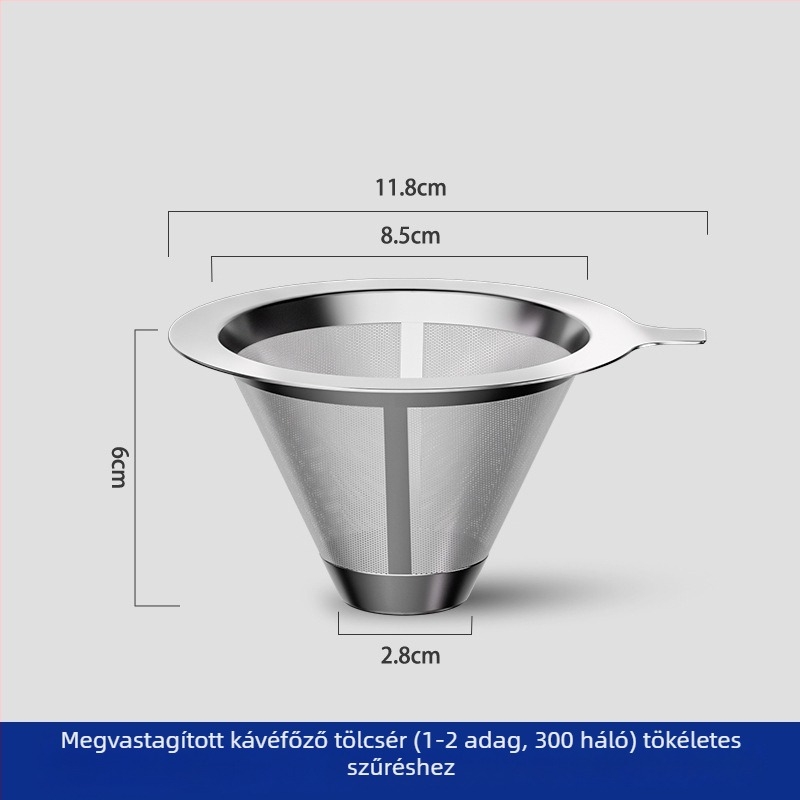 Pour-over kávéfőző készlet rozsdamentes acélból, papír nélküli, ultrafin hálófiltrrel