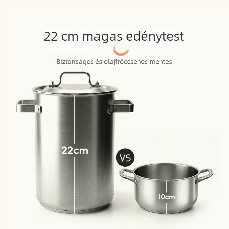 304 rozsdamentes acélból készült egyenes falú serpenyő szűrővel, többfunkciós mélyített leveses fazék kettős fogantyúval