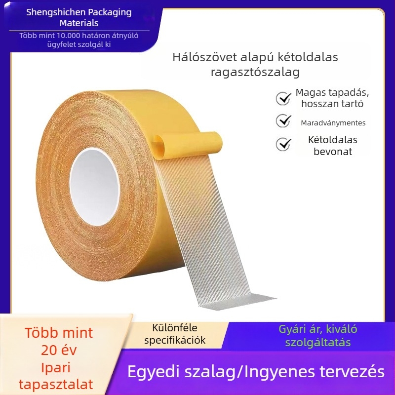 Textil alapú hálós dupla oldalú ragasztószalag, erős tapadással, átlátszó a szőnyeg rögzítéséhez