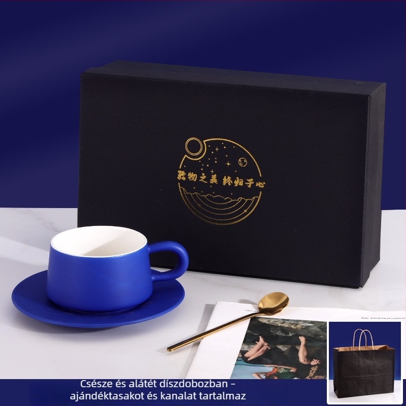 Klein blue kávéscsésze és alátét készlet, kiváló minőségű kerámia, könnyed lux stílus iroda és délutáni teázáshoz