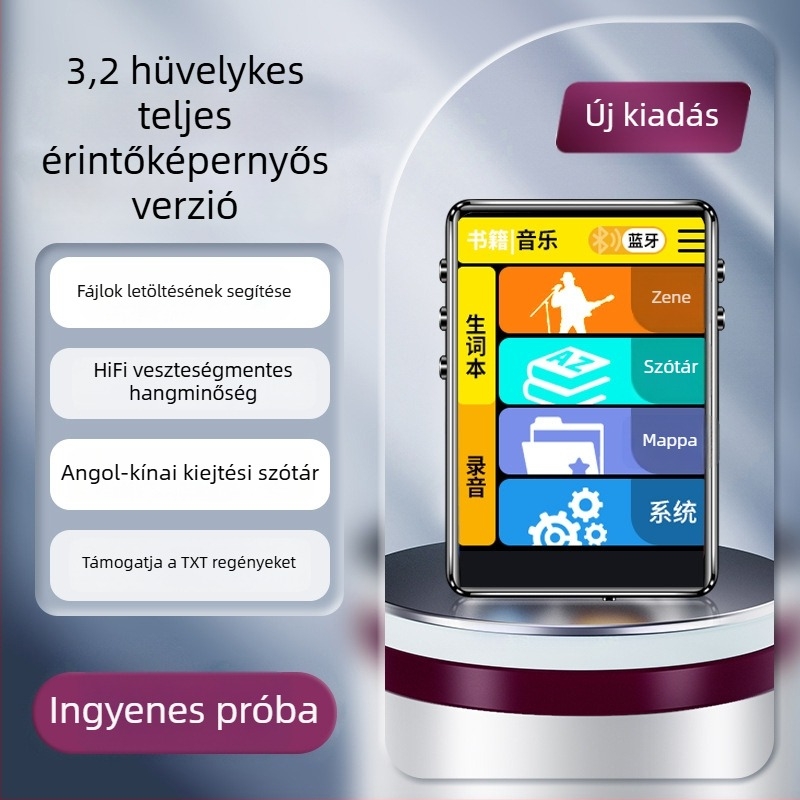Bluetooth MP3 lejátszó e-könyv olvasóval és regényolvasási funkcióval, 3,0 hüvelykes MP4 hordozható multimédiás eszköz diákok számára