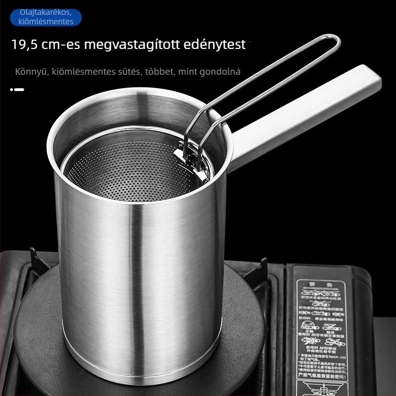 Otthoni használatra készült 304 rozsdamentes acél mély edény, japán stílusú, kompakt és üzemanyag-takarékos, gáztűzhely és indukciós főzőlap kompatibilis