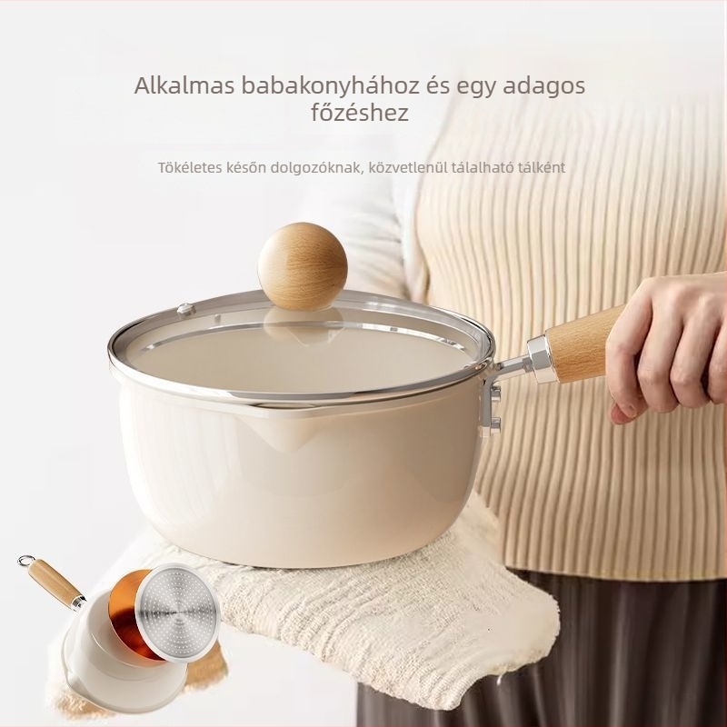 Kerámiás tejfőző edény tapadásmentes bevonattal, kis főzőedény tej melegítéséhez, bébiétel, főzés, levesek