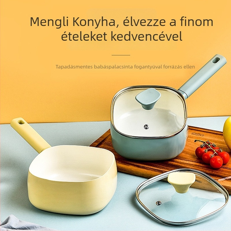 Személyre szabott négyszögletes tejes fazék nano-kerámiabevonattal, tapadásmentes, otthoni konyhához és babaételekhez