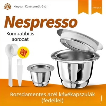 Nestlé gépekhez használható újrahasználható rozsdamentes acél kávékapszula egy nyílásos kialakítással