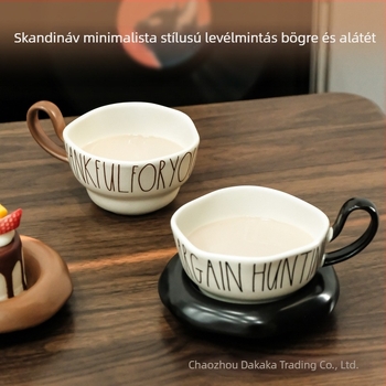 Kreatív kerámia kávéscsésze szett füllel, skandináv stílusú – csészék és alátétek, ajándékcsomag