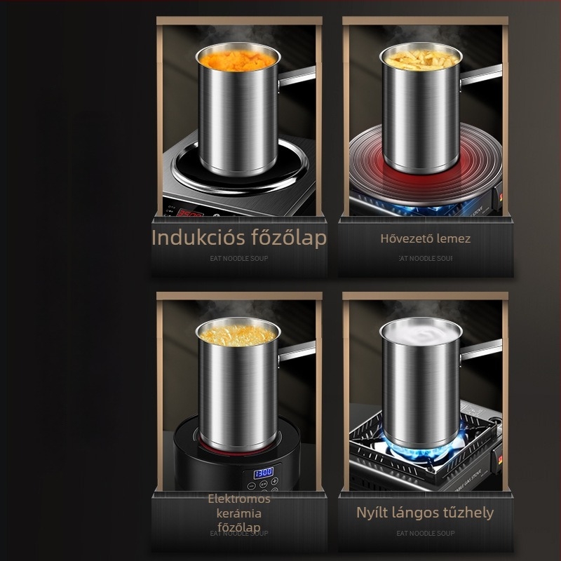 Német stílusú 304 rozsdamentes acél fritőz otthoni használatra szűrővel, kompakt méret, magasabb és mélyebb edény tempura készítéséhez