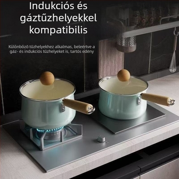 Kerámia bevonatú, tapadásmentes tejes fazék sík aljzattal, bébiételekhez és zabkásához, gáz- és indukciós főzőfelülethez