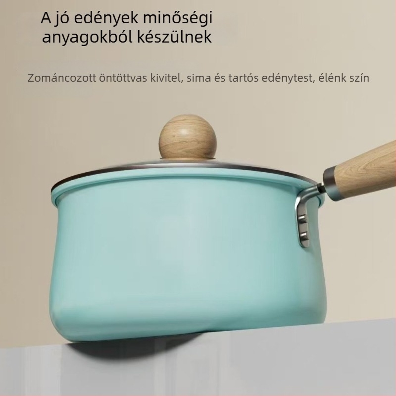 Kerámia bevonatú, tapadásmentes tejes fazék sík aljzattal, bébiételekhez és zabkásához, gáz- és indukciós főzőfelülethez