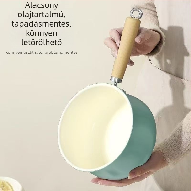 Kerámia bevonatú, tapadásmentes tejes fazék sík aljzattal, bébiételekhez és zabkásához, gáz- és indukciós főzőfelülethez