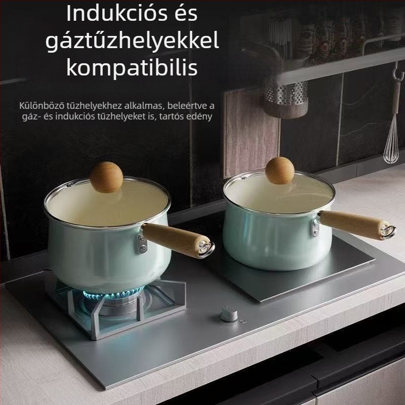 Kerámia bevonatú, tapadásmentes tejes fazék sík aljzattal, bébiételekhez és zabkásához, gáz- és indukciós főzőfelülethez