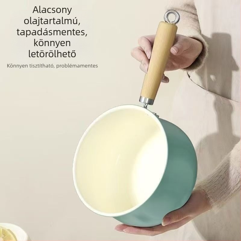 Kerámia bevonatú, tapadásmentes tejes fazék sík aljzattal, bébiételekhez és zabkásához, gáz- és indukciós főzőfelülethez