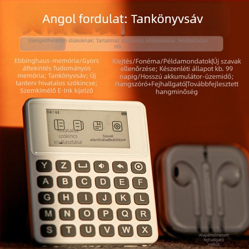 3500 szavas angol tanuló szótár valós hanggal, e‑ink kijelzővel rendelkező olvasó készülék általános- és középiskolások számára