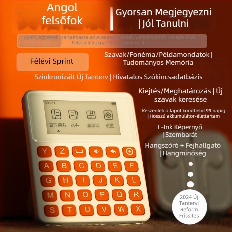 3500 szavas angol tanuló szótár valós hanggal, e‑ink kijelzővel rendelkező olvasó készülék általános- és középiskolások számára