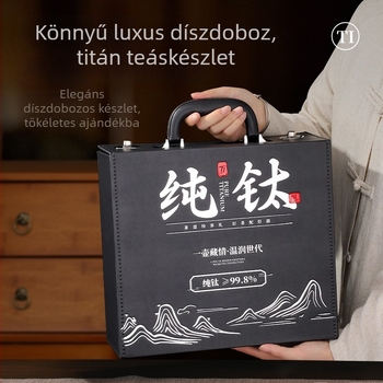 Tiszta titánból készült teakészlet, világos luxus ajándékdobozzal, teáskanna és teáscsésze, hordozható otthoni teakeverő készlet