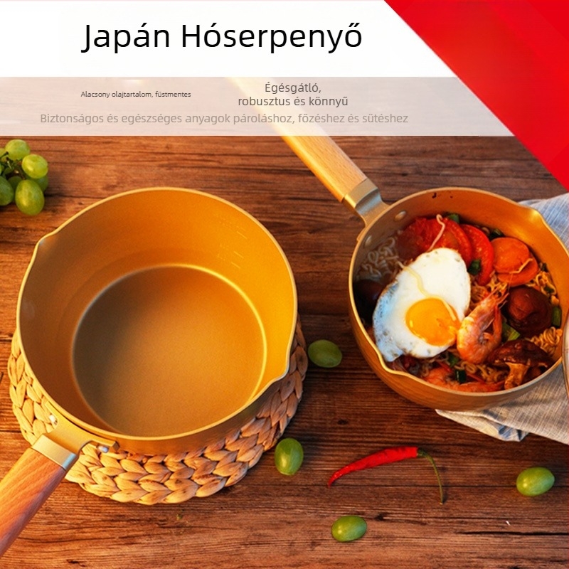 Emoojoo Japán stílusú tapadásmentes tejfőző fazék üvegbetétű fedővel – többfunkciós edény levesekhez, bébiételhez és tésztákhoz