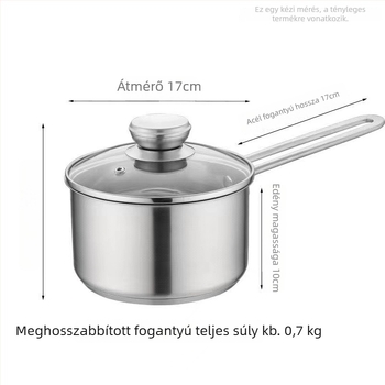 Rozsdamentes acél tejes fazék többrétegű aljzattal, tapadásmentes, indukciós tűzhely kompatibilis, babaételhez, egy fogantyúval