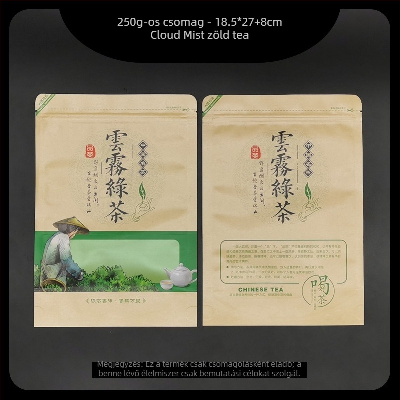 250 g Kraft papírtasak teához öntapadós zárással – alpesi zöld tea, fekete tea, Dragon Well és Bi Luo Chun