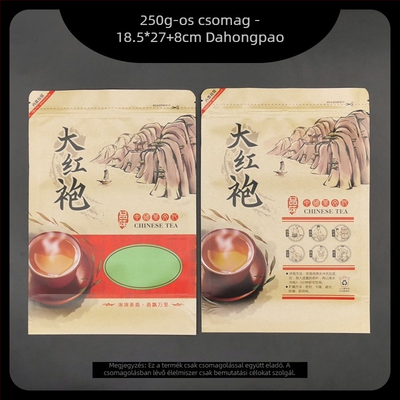 250 g Kraft papírtasak teához öntapadós zárással – alpesi zöld tea, fekete tea, Dragon Well és Bi Luo Chun