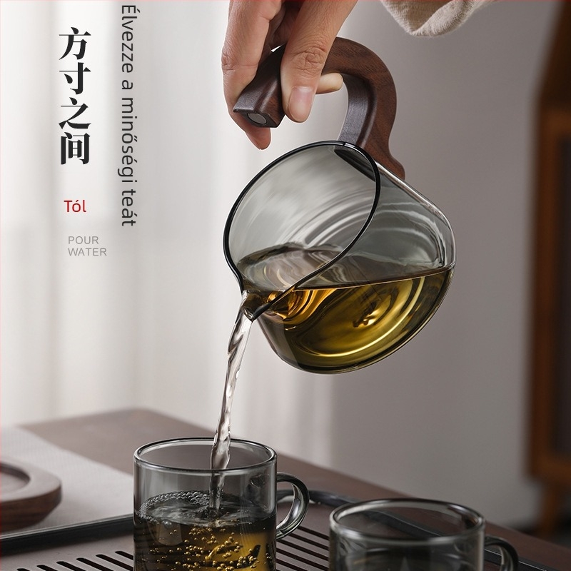 Tea Square-Circle teáskanna könnyen használható teáskészlettel, üvegbelső, mágneses, érintés nélküli főzés