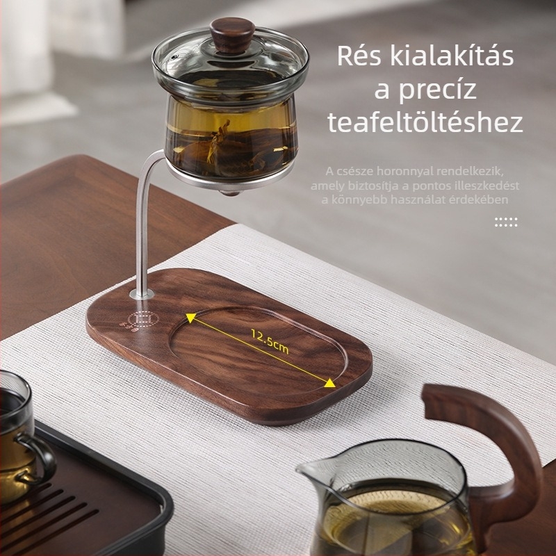 Tea Square-Circle teáskanna könnyen használható teáskészlettel, üvegbelső, mágneses, érintés nélküli főzés