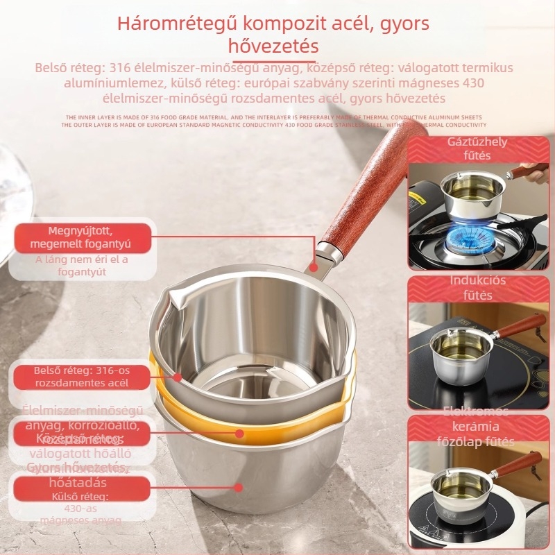 Rozsdamentes acél mini olajöntő edény, konyhai használatra