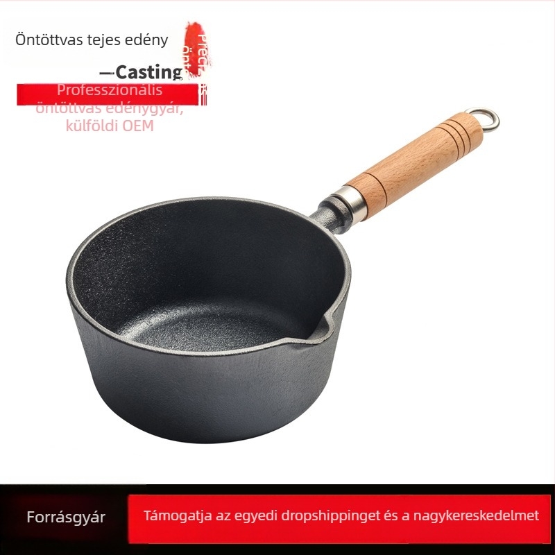Öntöttvas tejeslábas bevonat nélküli, bébiételekhez, levesekhez és tésztákhoz