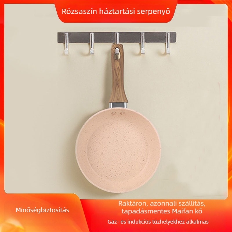 Tapadásmentes mini rózsaszín Maifan kő serpenyő tojás sütéséhez, otthoni használatra, indukciós tűzhely kompatibilis