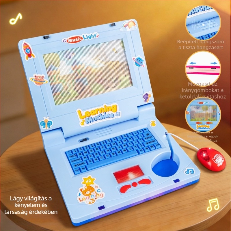 Baba tanuló laptop hanggal, fényekkel és zenével – korai oktatási játék 0-3 éveseknek
