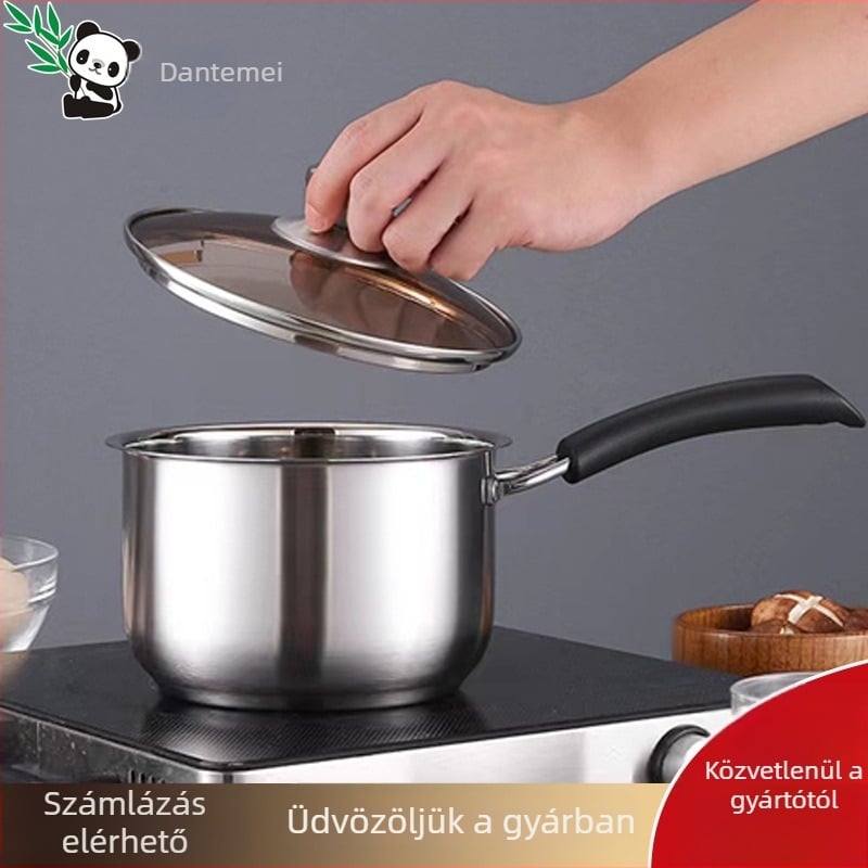 Dante Mei Vastagított rozsdamentes acél tejfőző edény egy karos fogantyúval, 18 cm, indukciós kompatibilis, tej melegítésére