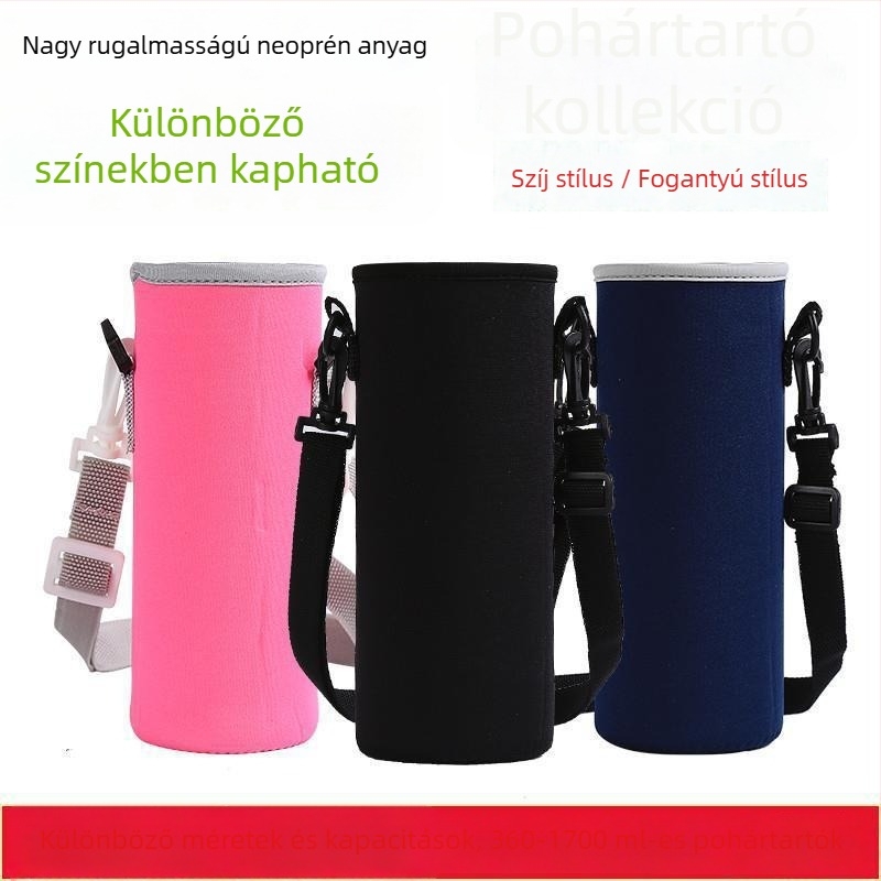 Pohárvédő tok crossbody fogantyúval, szigetelt üveghez 400-1500 ml, égési védelem, hőszigetelés, ütésálló.