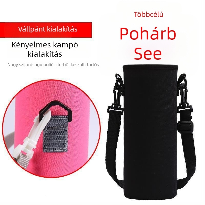 Pohárvédő tok crossbody fogantyúval, szigetelt üveghez 400-1500 ml, égési védelem, hőszigetelés, ütésálló.