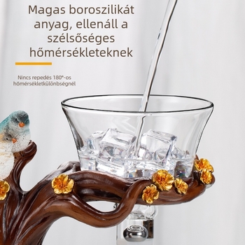 Üveg teás készlet teáskannával és csészékkel, bambusz tálcával, Gongfu stílus, otthoni használatra, 6–10 személy számára, elegáns lux