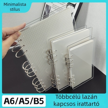 Átlátszó akril kötő A5-ös noteszhez és A6-os tervezőhöz, 6 lyukú, univerzális leválasztható tároló