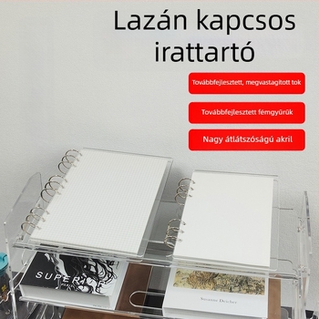 Átlátszó akril kötő A5-ös noteszhez és A6-os tervezőhöz, 6 lyukú, univerzális leválasztható tároló