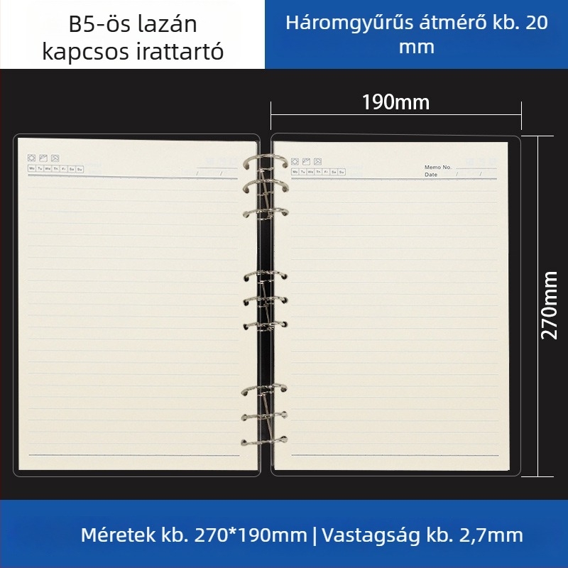 Átlátszó akril kötő A5-ös noteszhez és A6-os tervezőhöz, 6 lyukú, univerzális leválasztható tároló