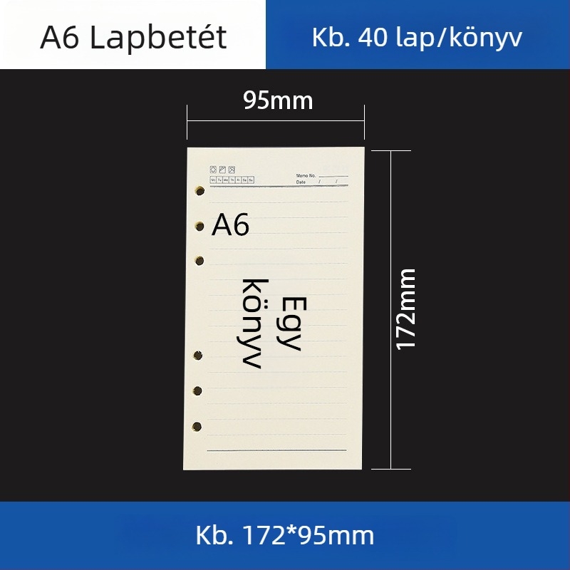Átlátszó akril kötő A5-ös noteszhez és A6-os tervezőhöz, 6 lyukú, univerzális leválasztható tároló