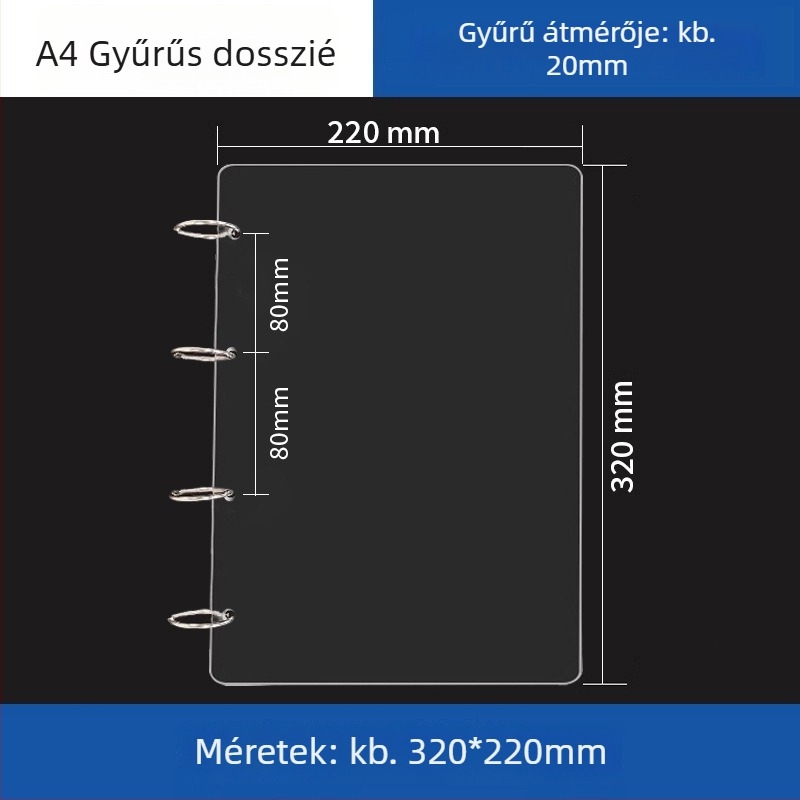 Átlátszó akril kötő A5-ös noteszhez és A6-os tervezőhöz, 6 lyukú, univerzális leválasztható tároló