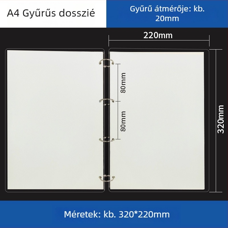 Átlátszó akril kötő A5-ös noteszhez és A6-os tervezőhöz, 6 lyukú, univerzális leválasztható tároló