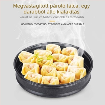 Maifan kőből készült, tapadásmentes wok gőzölő kosárral – többszörös funkciójú pároló és wok, üvegfedő, dupla vas aljzat