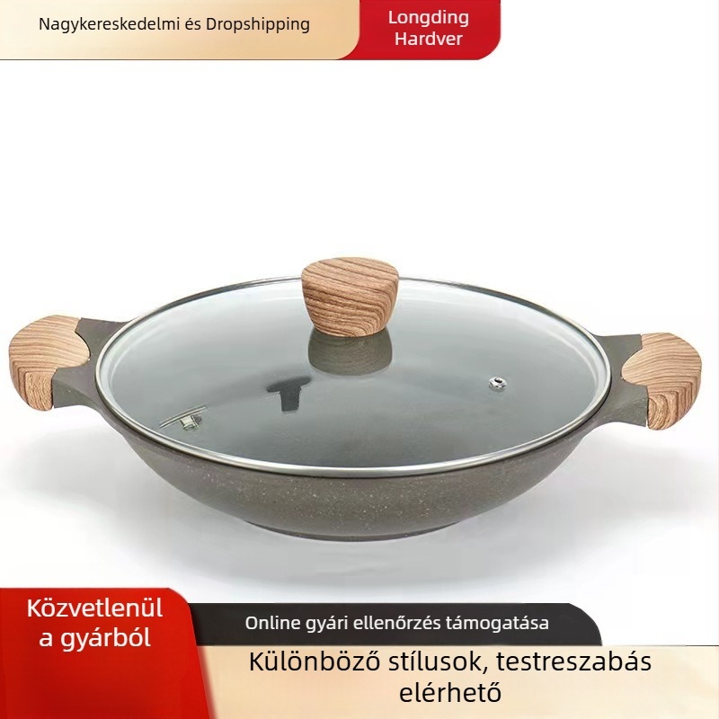 High Eagle Maifan kővel bevont, tapadásmentes wok üvegfedéllel és párolóedénnyel
