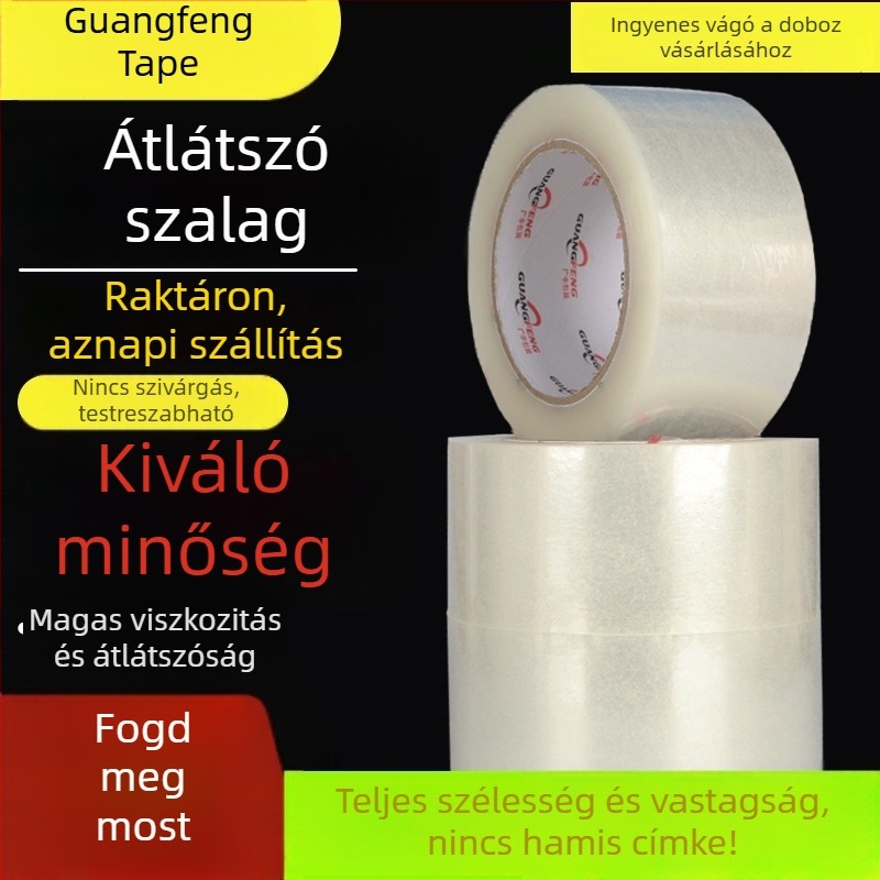 Átlátszó csomagoló szalag, nagy tekercs kézi lezáráshoz