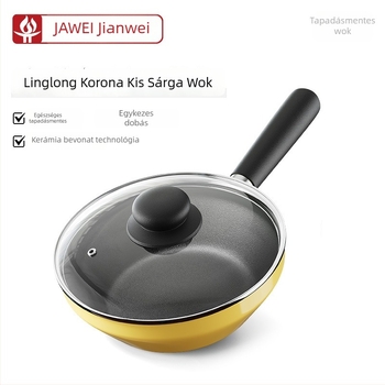 Mini sárga kerámiabevonatú tapadásmentes wok, sokoldalú serpenyő minden főzőlaphoz