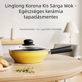 Mini sárga kerámiabevonatú tapadásmentes wok, sokoldalú serpenyő minden főzőlaphoz