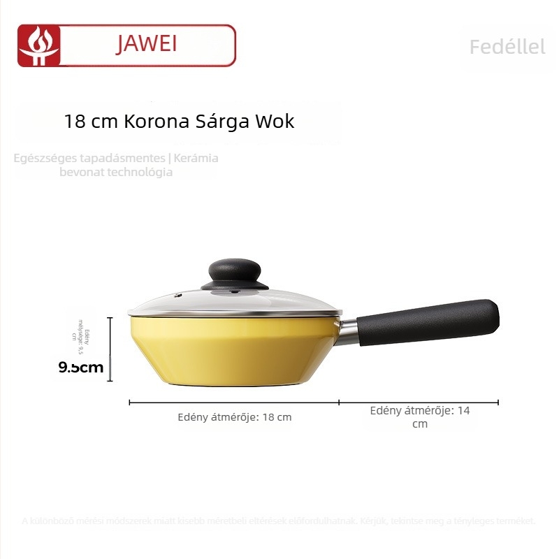 Mini sárga kerámiabevonatú tapadásmentes wok, sokoldalú serpenyő minden főzőlaphoz