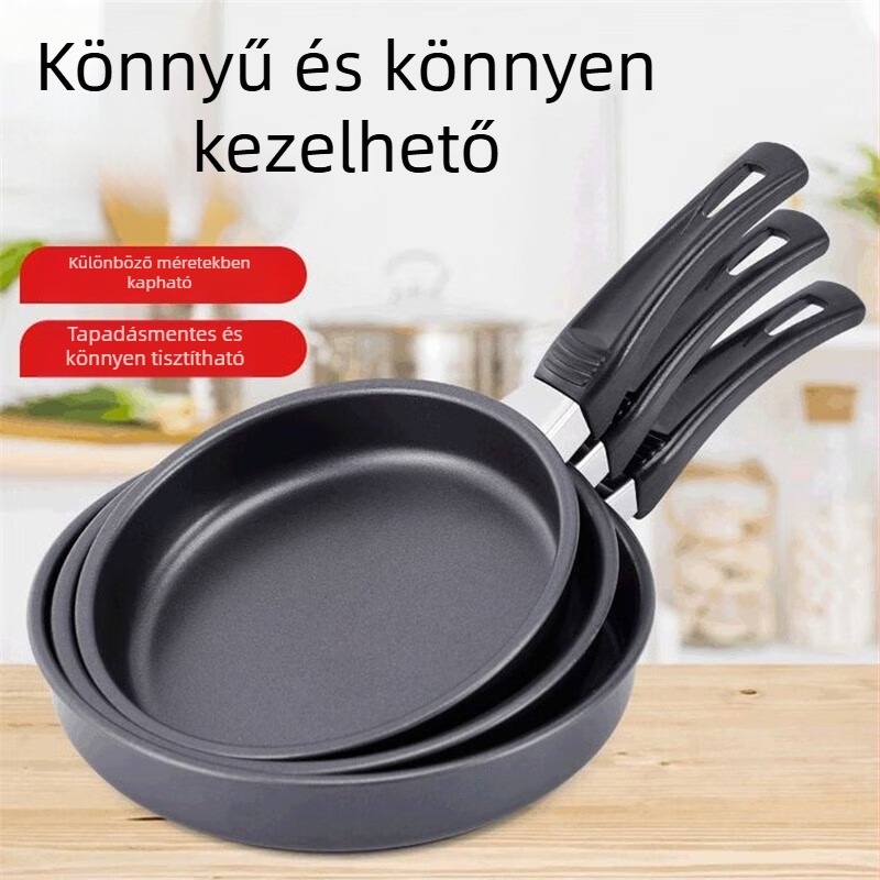 18 cm-es öntöttvas kis serpenyő hosszú füllel, tapadásmentes, steakhez és hétköznapi főzéshez